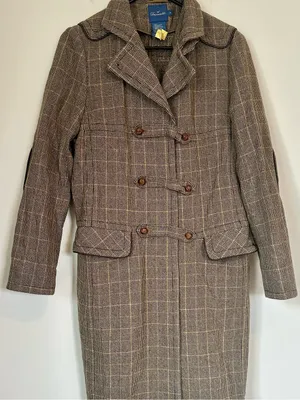 Faconnable Brown Plaid Wool Toggle Pea Coat thumbnail 6