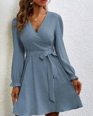 SheIn Blue Wrap Dress thumbnail 1