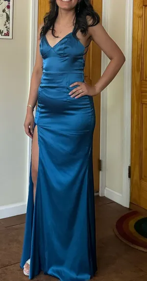 Long blue green dress SHEIN thumbnail 1