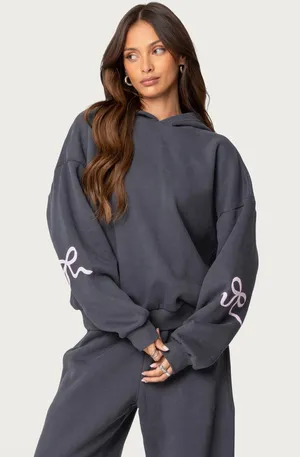 Edikted Bonnet Bow Detail Hoodie  thumbnail 1