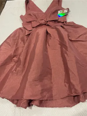 Iris Dusty Rose Fit-and-Flare Dress with Waist Bow thumbnail 1