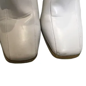 Square Toe Faux Leather Heeled Boots White Size 9 thumbnail 6