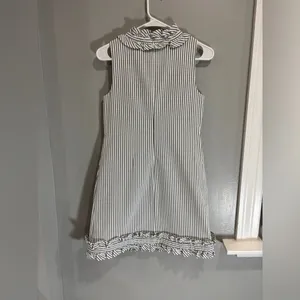 Eliza J. Sleeveless Blue Stripe Seersucker Ruffle Nautical Mini Dress 4 Sheath thumbnail 10