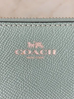 Coach F58032 Corner Zip Wristlet Seafoam Blue Crossgrain Leather thumbnail 3