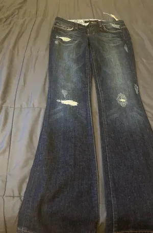 Joe's Jeans Women’s Dark Blue Distressed Flared Jeans thumbnail 1