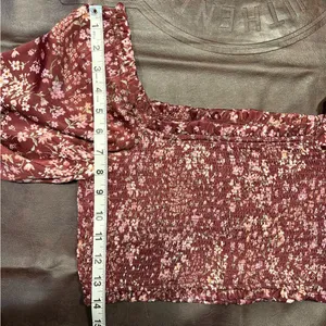 Altar’d State Vaella Smocked Floral Top in Burgundy Long Sleeve‎ Cropped medium thumbnail 13