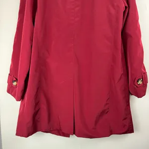 London Fog Red Button Front Trench Coat Jacket Sz Medium Plaid Flannel Lined thumbnail 15