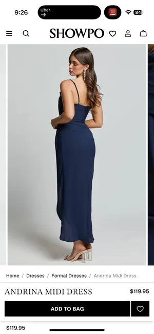 NWT Showpo ANDRINA MIDI DRESS High Low Wrap Corset Dress In Navy thumbnail 5