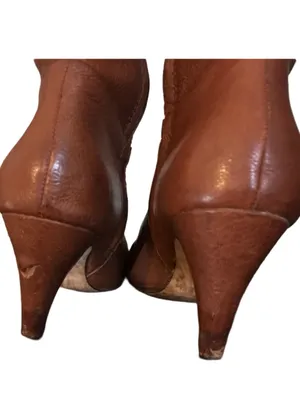 Cynthia Vincent Chestnut Brown Leather Riding Boots W/Heel (7) thumbnail 4