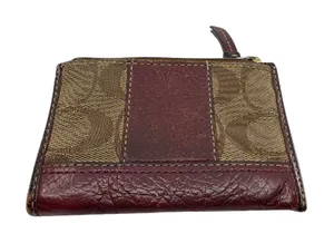 Coach Mini Skinny Brown Signature C Canvas & Leather Coin Ca thumbnail 1