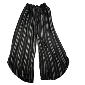 Japna‎ Wide Leg Pants Women Small Black Striped Split Leg Palazzo Harem Pants thumbnail 2