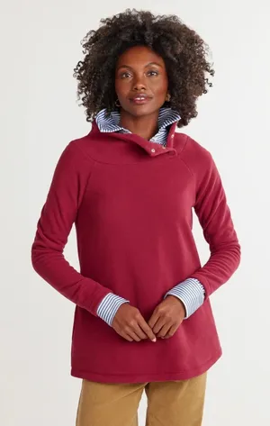 Dudley Stephens Marielle Mock‎ Snap Neck Red Vello Fleece Size XS thumbnail 1