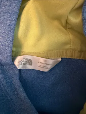 The North Face Blue Hoodie with Yellow Logo & Lining thumbnail 4