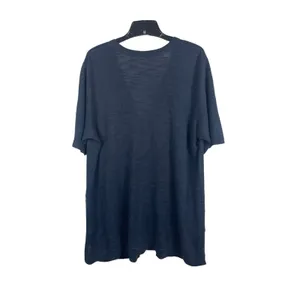 J Jill Women Blue Linen Blend Open Knit Cardigan Sweater Minimalist L Summer thumbnail 2