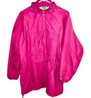Vintage Roffe Powder Ridge Ski Jacket Windbreaker Hidden Hood 80s Pockets Pink M thumbnail 1