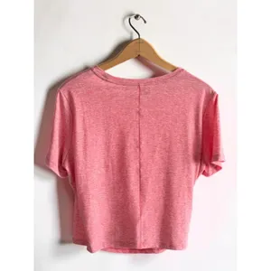 Nike Dri-FIT Pink Heathered Wrap Front Crop Top Womens Large Short Sleeve Swoosh thumbnail 2