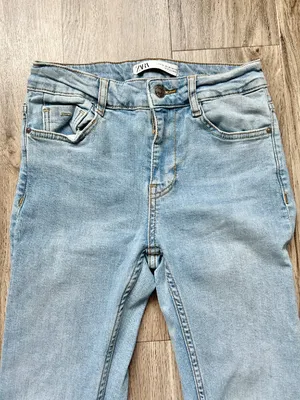 Zara Mid Rise Wide Flare Leg Jeans Light Wash Boho Western Rodeo 32" Size 2 thumbnail 4