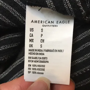 American Eagle Women’s Striped Black White Tie High Waist Rolled Hem Pants thumbnail 9