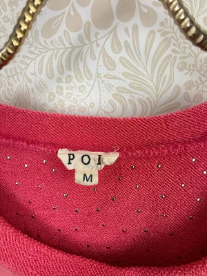 POL Pink Rhinestone Stud Accent Pocket Sweatshirt - Size - Medium thumbnail 5