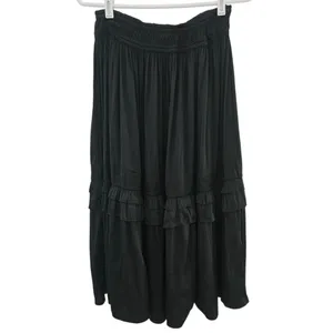 Current Air Anthropologie Black Tiered Maxi Skirt with Ruffle Detail Size Meduim thumbnail 2