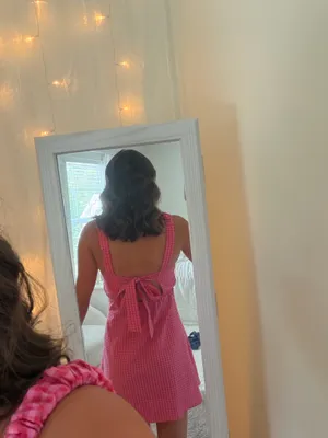 Dry Goods Pink Gingham Front Cutout Mini Dress thumbnail 2