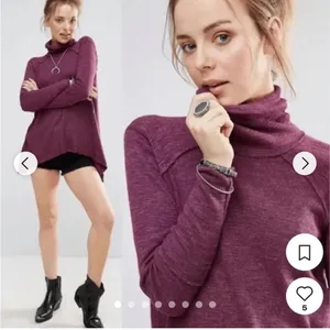 Free People Purple Size small flyaway split back turtleneck longsleeve raglan thumbnail 1