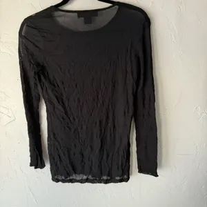 Pleats Collection Y2k Small Black Sheer Mesh Long‎ Sleeve Stretch Top Grunge thumbnail 8