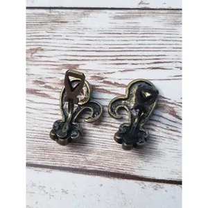 Vintage Clip On Earrings - Dark Metal & Clear Gem 1" thumbnail 4