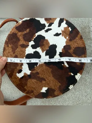 NWT Madewell The Simple Circle Crossbody Bag in Calf Hair Brown Western thumbnail 2