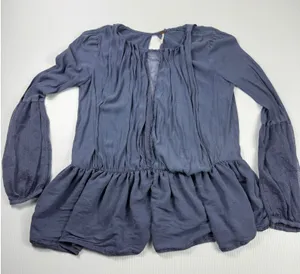Free People Tunic Top Ruffle Hem Long Sleeve Blouse Flowy‎ XS thumbnail 1