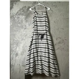 Garnet Hill Cotton Jacquard Woven Maxi Dress Black White Boho Southwest Size 8‎ thumbnail 4