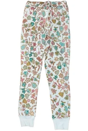 Pink Elephant Women’s Size XS White Gingerbread Print Henley Jogger Pajamas thumbnail 5