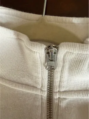 Aerie White Half-Zip Pullover Sweatshirt XS thumbnail 10