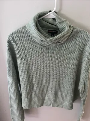 Ambiance Light Sage Green Ribbed Turtleneck Sweater thumbnail 1