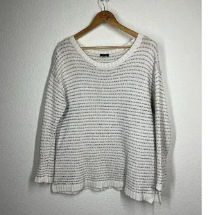 Talbots Speckled Knit Striped Sweater Medium Cotton Blend thumbnail 1