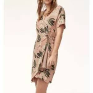 Aritzia Babaton Wallace pink floral faux wrap dress small thumbnail 3