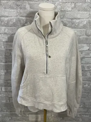Lululemon Scuba Oversized Funnel-Neck Half Zip in Heathered Bone thumbnail 1