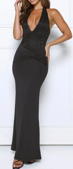Hello Molly Always That Girl Halter Maxi Dress Black thumbnail 1