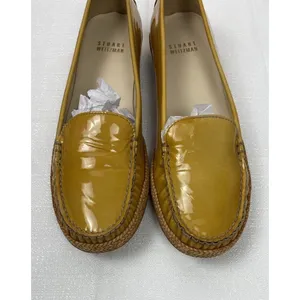 Stuart Weitzman Yellow Patent Leather Loafer Flats Braided Sole Women's 7 thumbnail 2