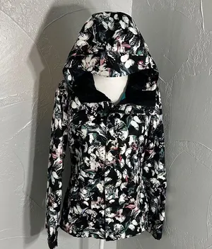 Volcom Women’s Snowboard Jacket Floral Print Hooded Winter Snow Ski, 8k. thumbnail 2