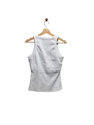 Boutique Built In Bra Ribbed Tank Top White Size XL Minimalist Neutral Summer thumbnail 9