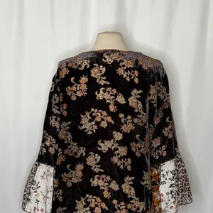 JOHN MARK Floral Velvet Burnout Animal Bell Sleeve Blouse Top Tie Waist Large thumbnail 7
