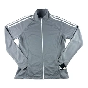 Adidas Golf French Terry Full Zip Jacket Grey 3 Stripes UPF 50 NEW GolfCore thumbnail 3