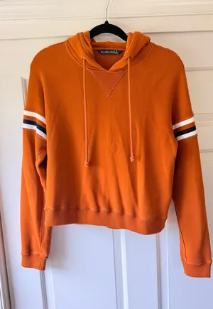 Abercrombie & Fitch Orange Cropped Hoodie Small Varsity Sweatshirt thumbnail 1