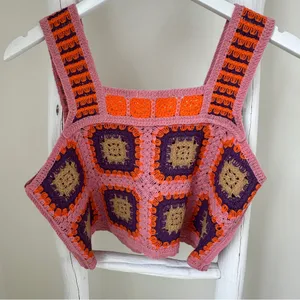 Sunland17 Granny Square Vibrant Crochet Cropped Tank Top thumbnail 2