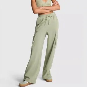 PINK New Long‎ IVY FLEECE WIDE-LEG CARGO SWEATPANTS long thumbnail 7