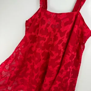 Vtg Victoria’s Secret Red Semi Sheer Slip Dress Sz Medium Babydoll thumbnail 14