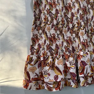 Cato Floral Mini Dress - Brown and Cream thumbnail 5