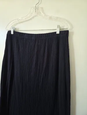 Navy Blue Knit Maxi Skirt Lightweight Stretchy Tropical Nautical Beachy 2XL thumbnail 6
