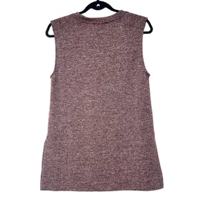 Banana Republic Long Maroon & White Sleeveless Top w/Side Bottom Slits Sz S thumbnail 3